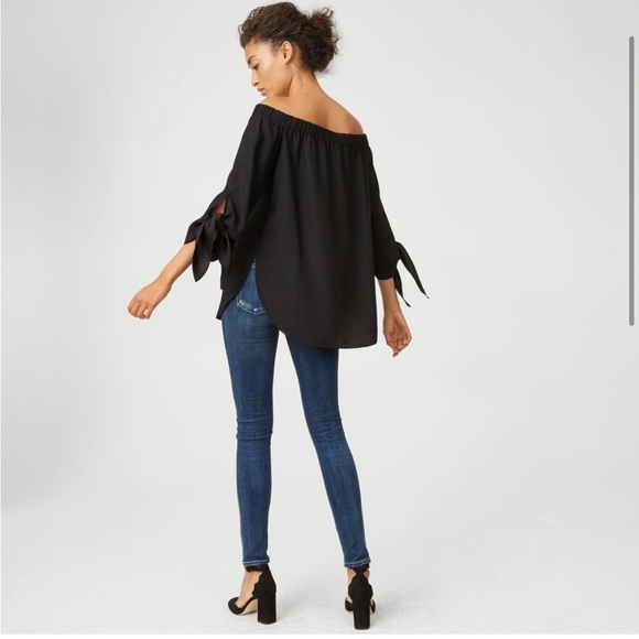 • Club Monaco • Sophiya Off The Shoulder Blouse Top Black 6 Women’s - Picture 3 of 6
